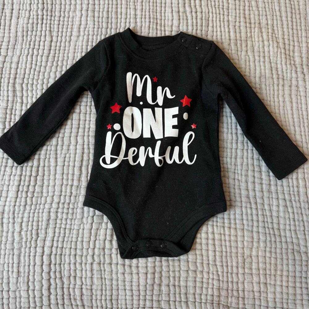 Mr OneDerful 1st Birthday Party Onesie Bodysuit Outfit 6-9 Months Baby Boy Black
